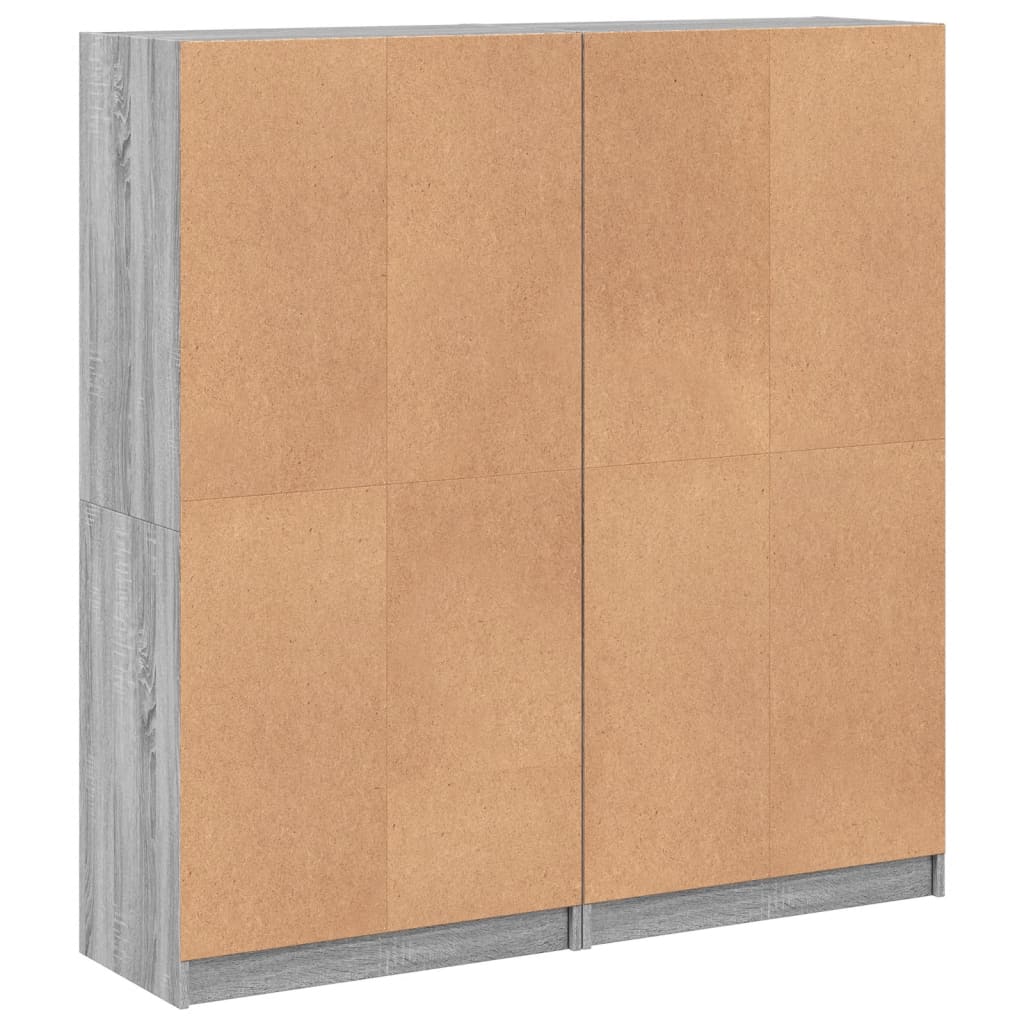 Bücherschrank mit Türen Grau Sonoma 136x37x142 cm Holzwerkstoff