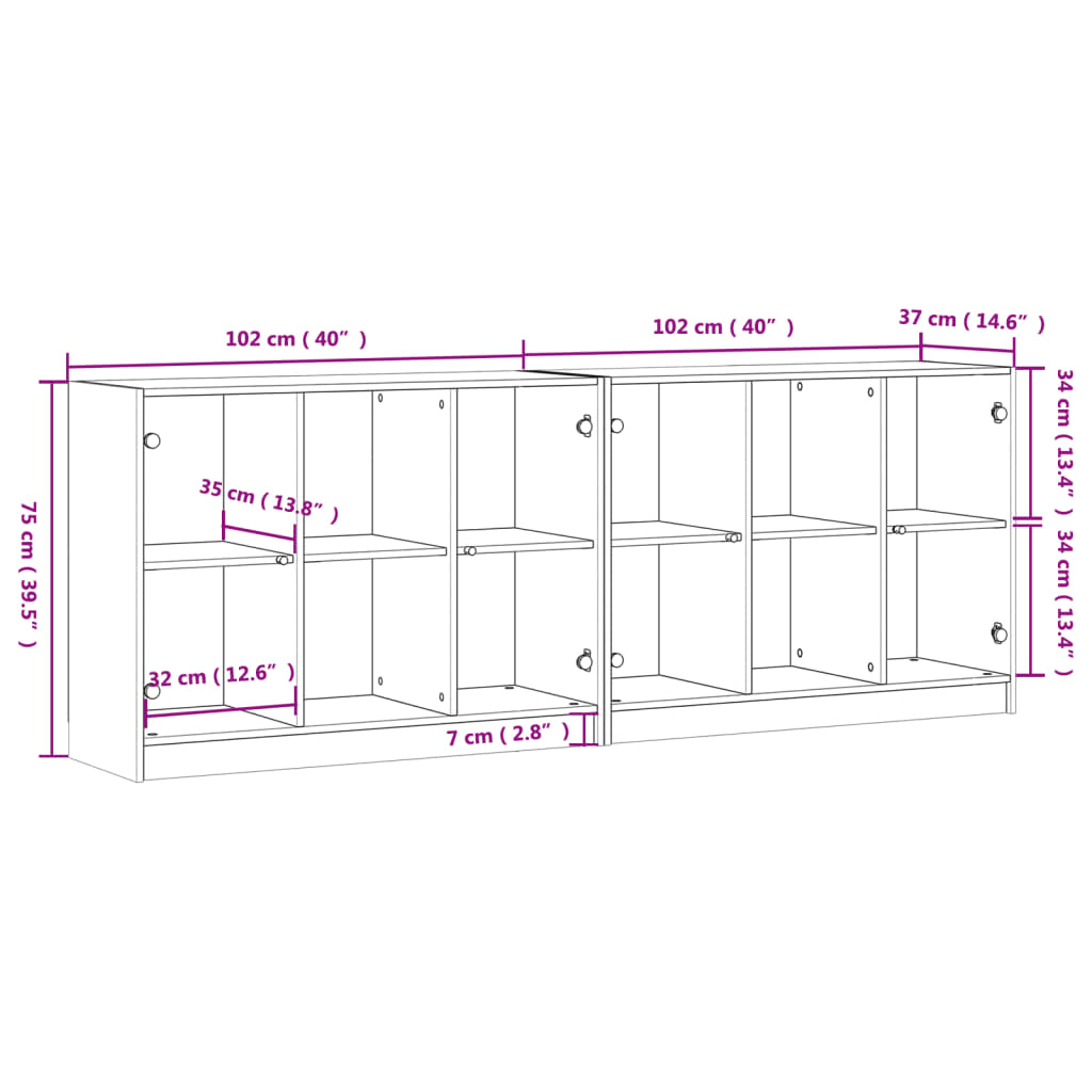Bücherschrank mit Türen Schwarz 204x37x75 cm Holzwerkstoff