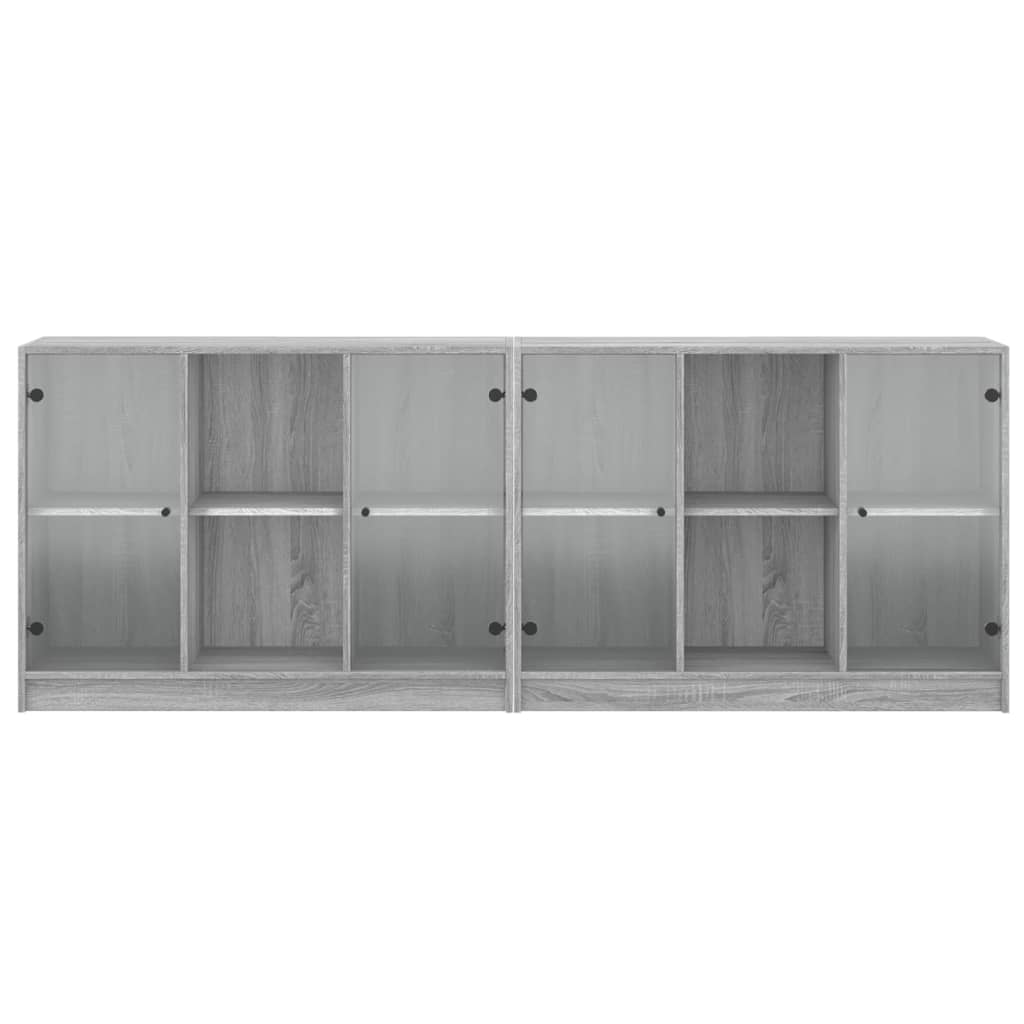 Bücherschrank mit Türen Grau Sonoma 204x37x75 cm Holzwerkstoff