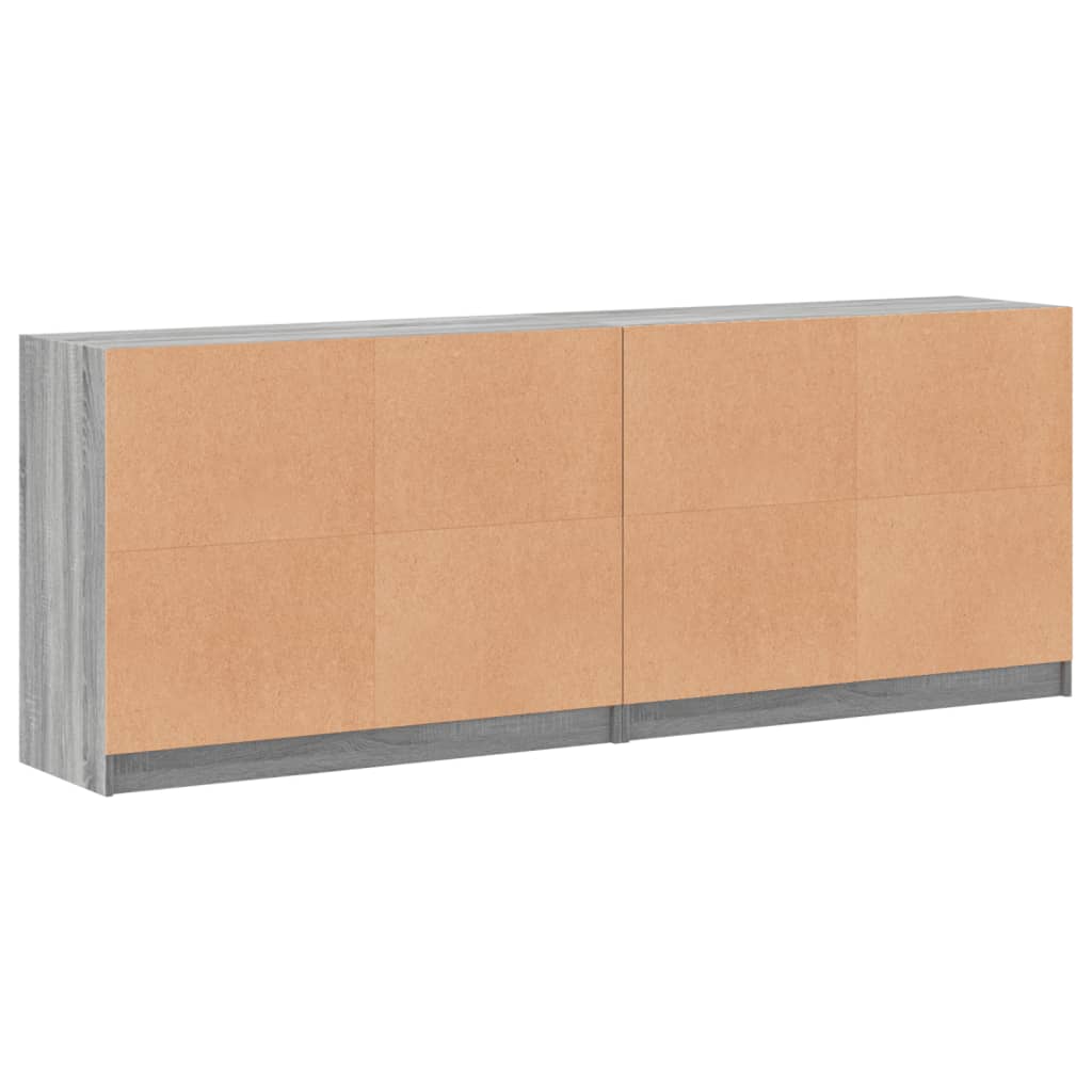 Bücherschrank mit Türen Grau Sonoma 204x37x75 cm Holzwerkstoff