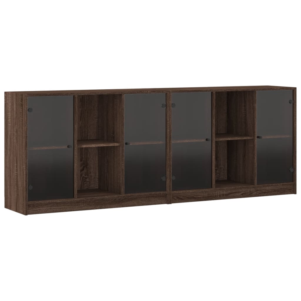 Bücherschrank mit Türen Braun Eichen-Optik 204x37x75 cm