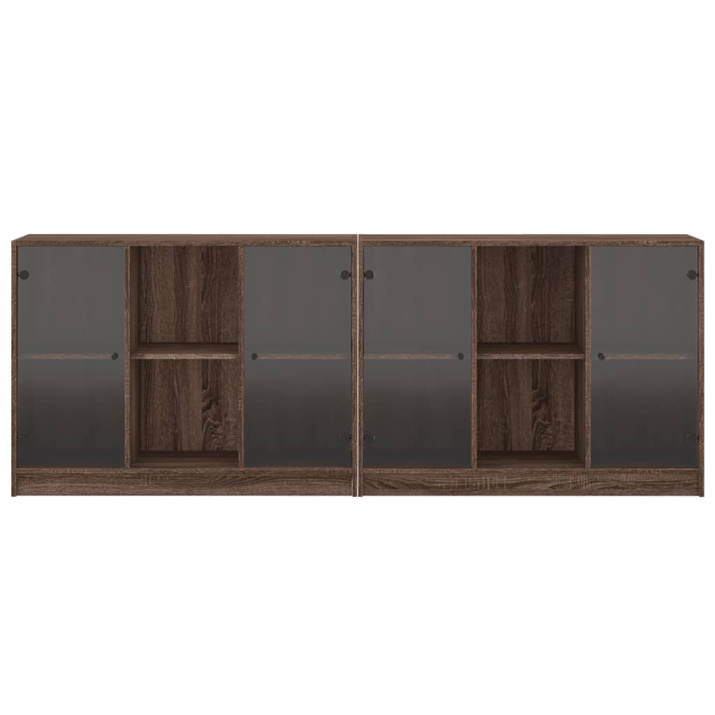 Bücherschrank mit Türen Braun Eichen-Optik 204x37x75 cm