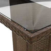 Thumbnail for Gartentisch mit Glasplatte Braun 190x80x74 cm Poly Rattan