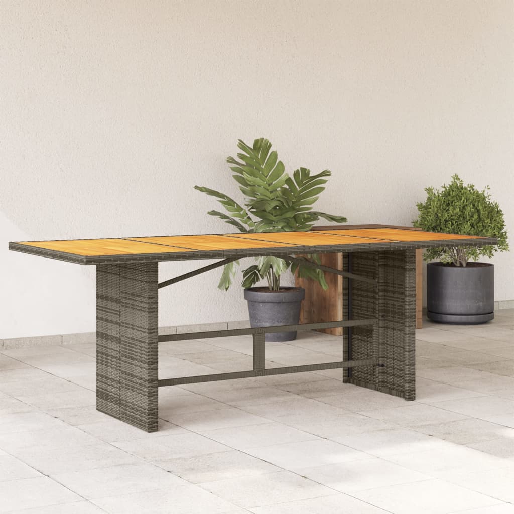 Gartentisch mit Akazienholz-Platte Grau 190x80x74cm Poly Rattan