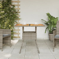 Thumbnail for Gartentisch mit Akazienholz-Platte Grau 80x80x75 cm Poly Rattan
