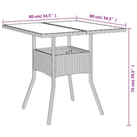 Thumbnail for Gartentisch mit Glasplatte Grau 80x80x75 cm Poly Rattan