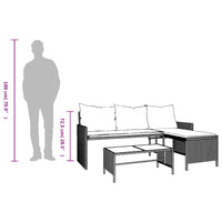 Thumbnail for Gartensofa in L-Form mit Tisch und Kissen Schwarz Poly Rattan