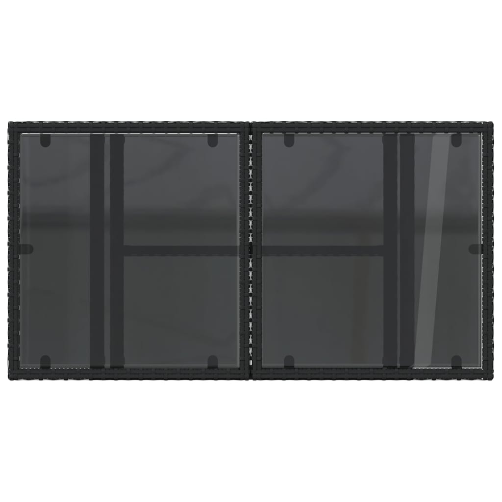 Gartentisch mit Glasplatte Schwarz 100x55x73 cm Poly Rattan