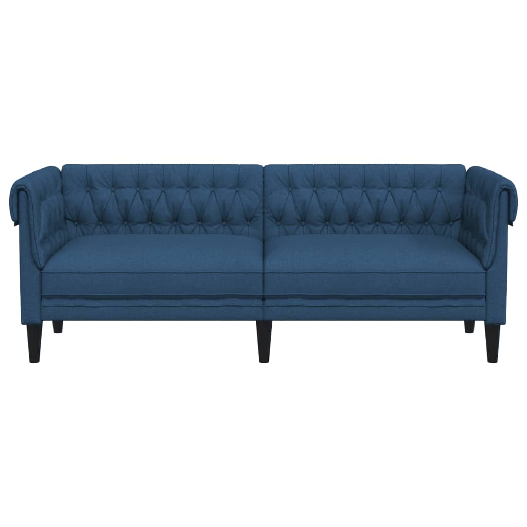 Chesterfield-Sofa 3-Sitzer Blau Stoff
