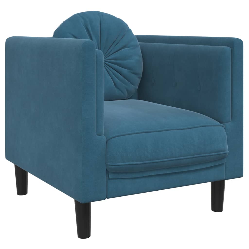 Sessel mit Kissen Blau Samt
