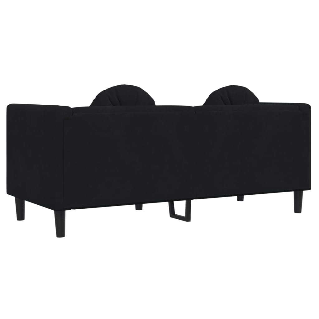 Sofa mit Kissen 2-Sitzer Schwarz Samt