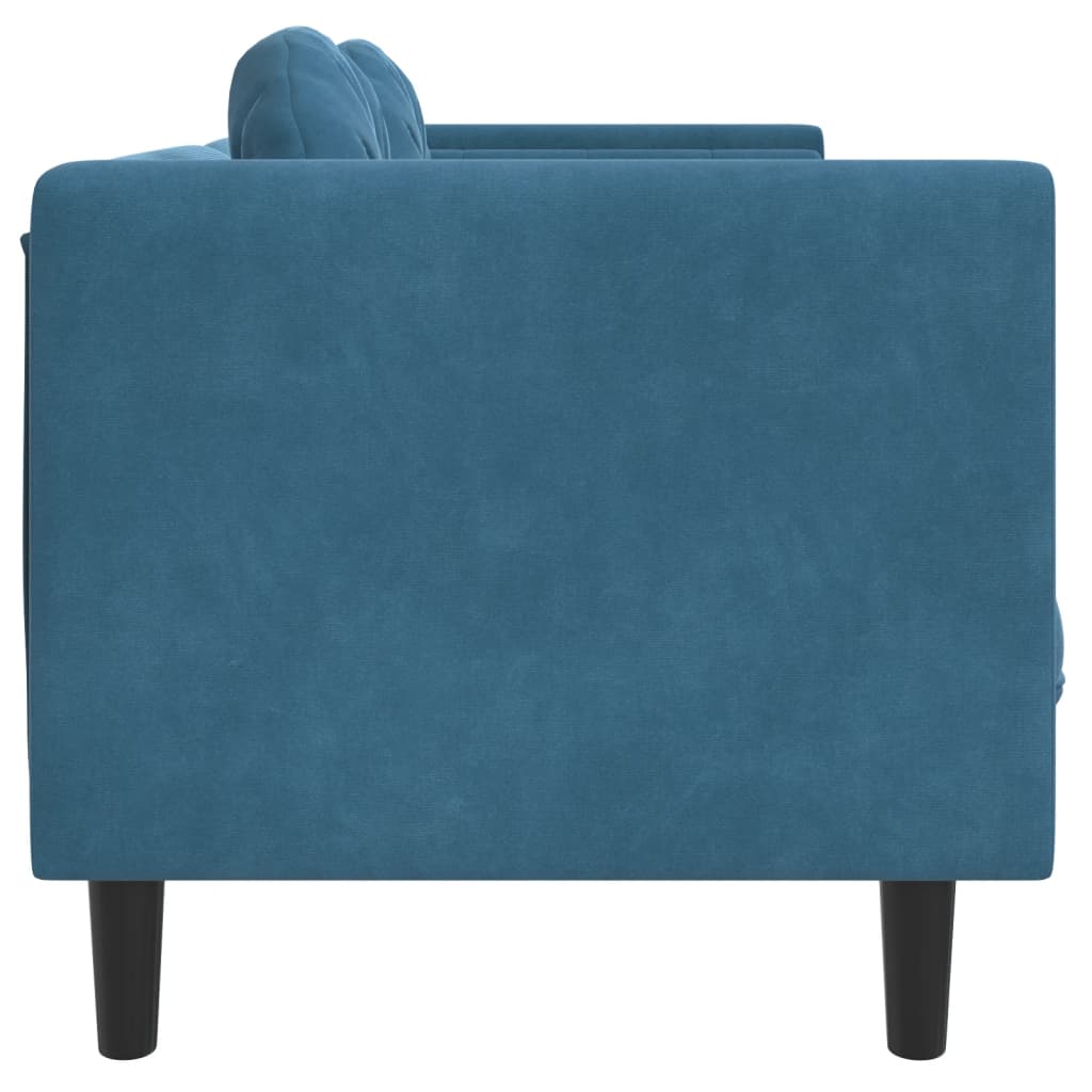 Sofa mit Kissen 2-Sitzer Blau Samt