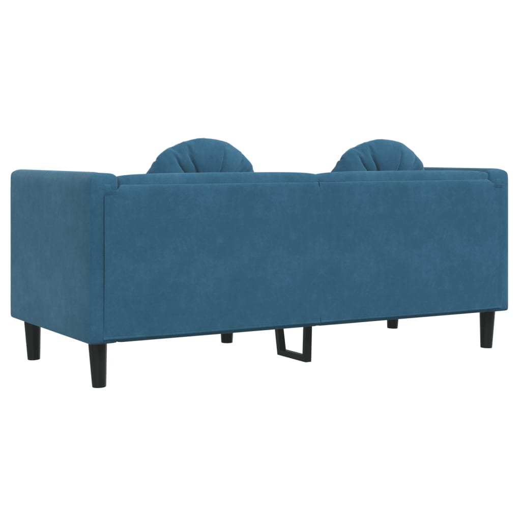 Sofa mit Kissen 2-Sitzer Blau Samt