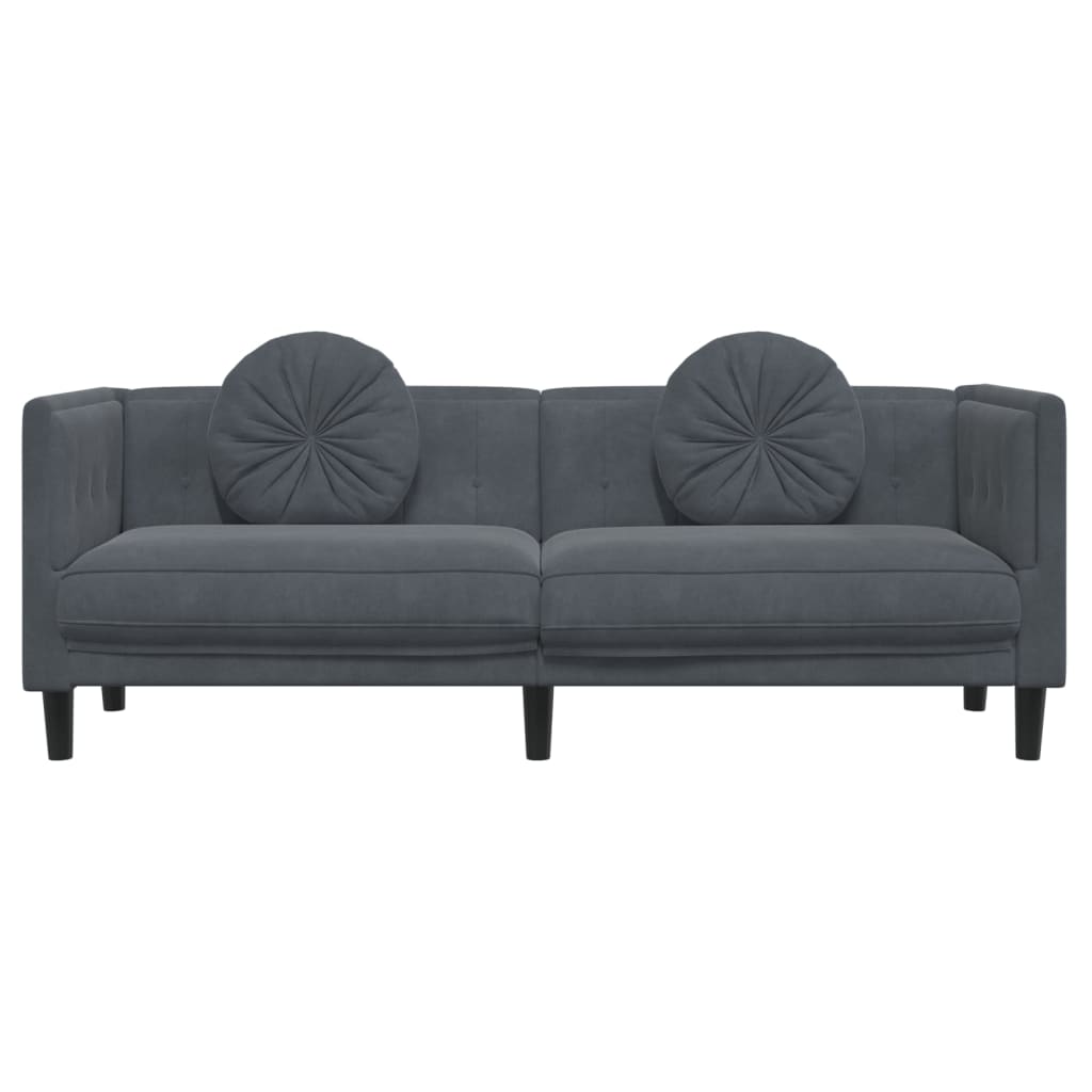 Sofa mit Kissen 3-Sitzer Dunkelgrau Samt
