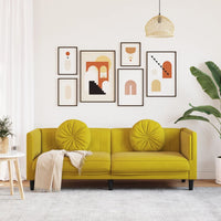 Thumbnail for Sofa mit Kissen 3-Sitzer Gelb Samt