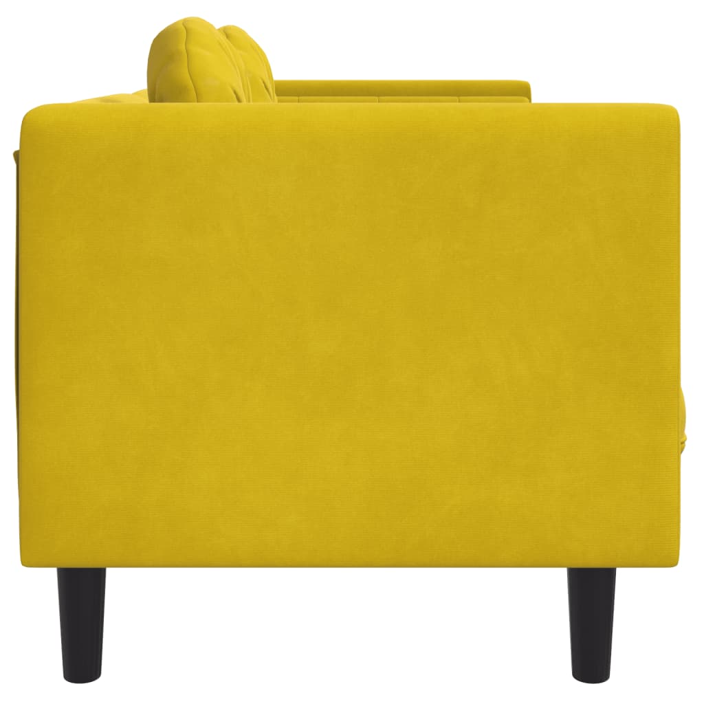 Sofa mit Kissen 3-Sitzer Gelb Samt