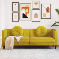 Thumbnail for Sofa mit Kissen 3-Sitzer Gelb Samt