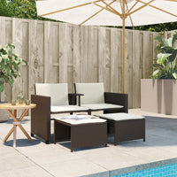 Thumbnail for Gartensofa 2-Sitzer mit Tisch und Hockern Braun Poly Rattan