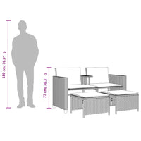 Thumbnail for Gartensofa 2-Sitzer mit Tisch und Hockern Grau Poly Rattan
