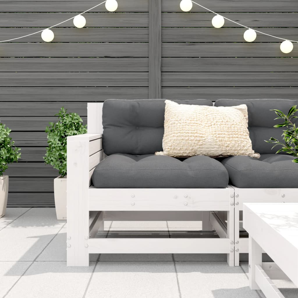 Gartensofa mit Armlehne Weiß 69x62x70,5 cm Massivholz Kiefer