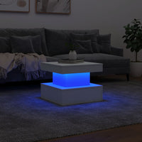 Thumbnail for Couchtisch mit LED-Leuchten Weiß 50x50x40 cm