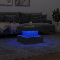 Thumbnail for Couchtisch mit LED-Leuchten Grau Sonoma 50x50x40 cm