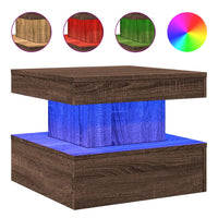 Thumbnail for Couchtisch mit LED-Leuchten Braun Eichen-Optik 50x50x40 cm