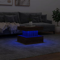Thumbnail for Couchtisch mit LED-Leuchten Braun Eichen-Optik 50x50x40 cm