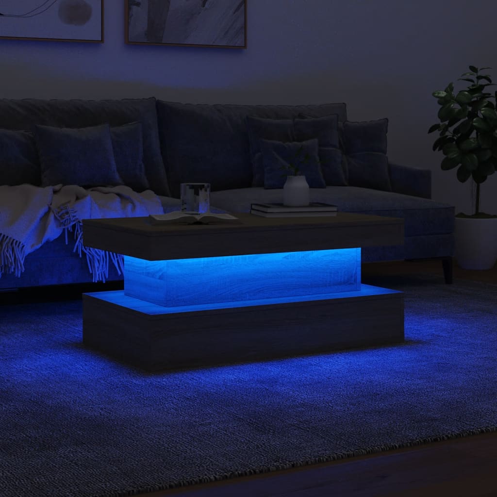 Couchtisch mit LED-Leuchten Sonoma-Eiche 90x50x40 cm