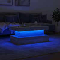 Thumbnail for Couchtisch mit LED-Leuchten Grau Sonoma 90x50x40 cm