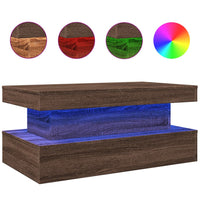 Thumbnail for Couchtisch mit LED-Leuchten Braun Eichen-Optik 90x50x40 cm
