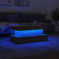 Thumbnail for Couchtisch mit LED-Leuchten Braun Eichen-Optik 90x50x40 cm
