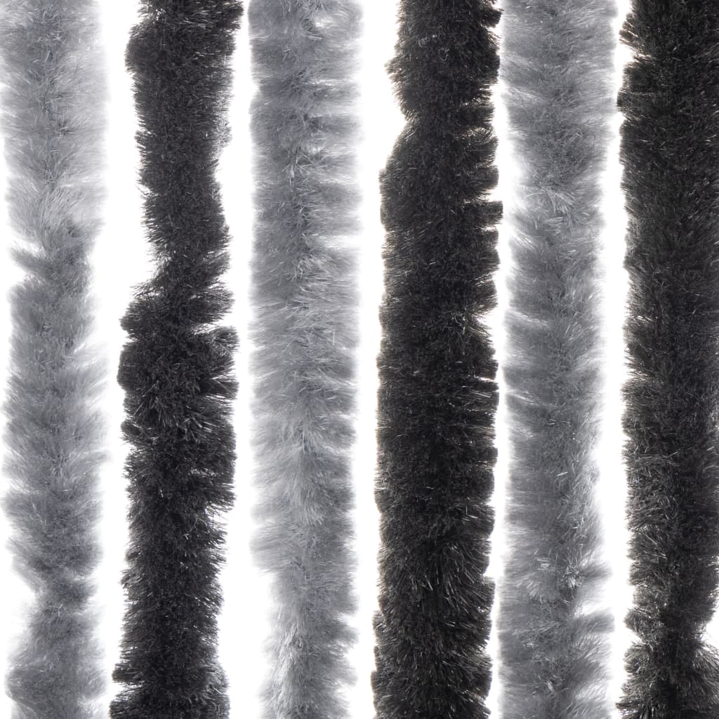 Fliegenvorhang Grau und Schwarz 100x200 cm Chenille