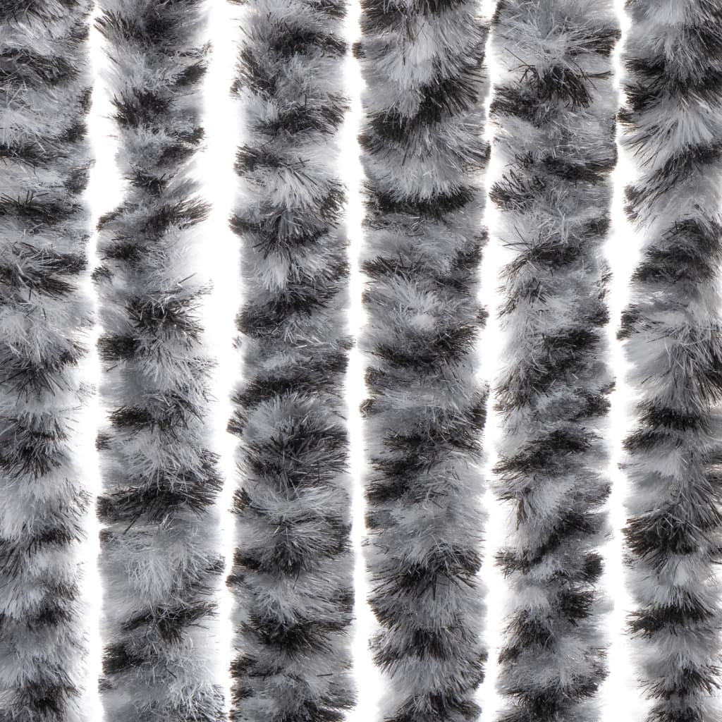 Fliegenvorhang Grau, Schwarz und Weiß 90x200 cm Chenille