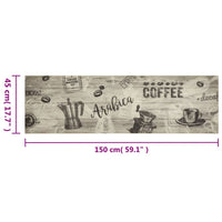 Thumbnail for Küchenteppich Waschbar Kaffee Grau 45x150 cm Samt