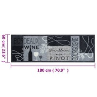 Thumbnail for Küchenteppich Waschbar Wein Grau 60x180 cm Samt