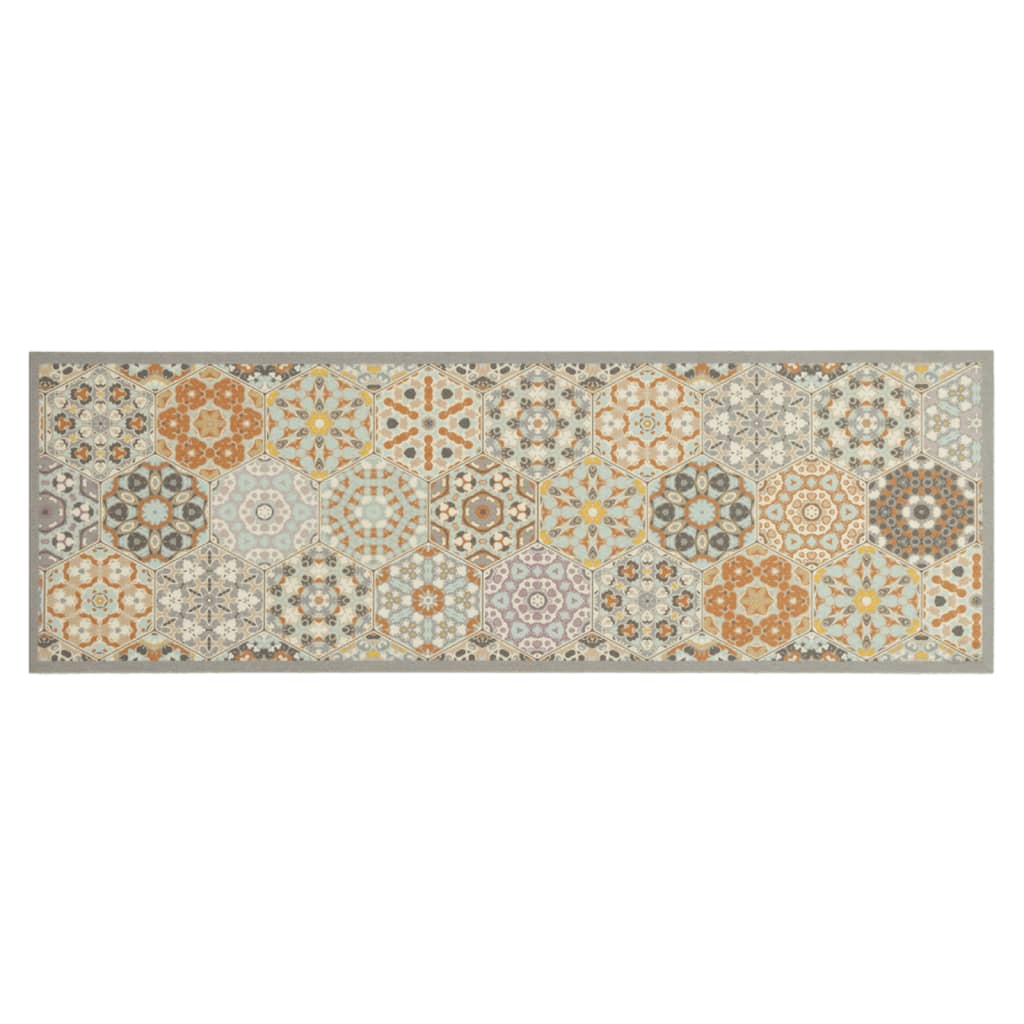 Küchenteppich Waschbar Hexagon Pastell 60x180 cm Samt