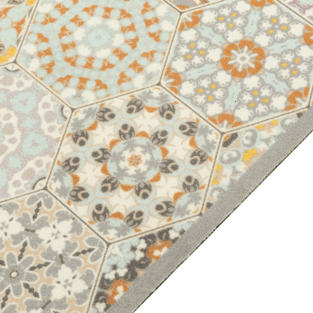 Küchenteppich Waschbar Hexagon Pastell 60x180 cm Samt