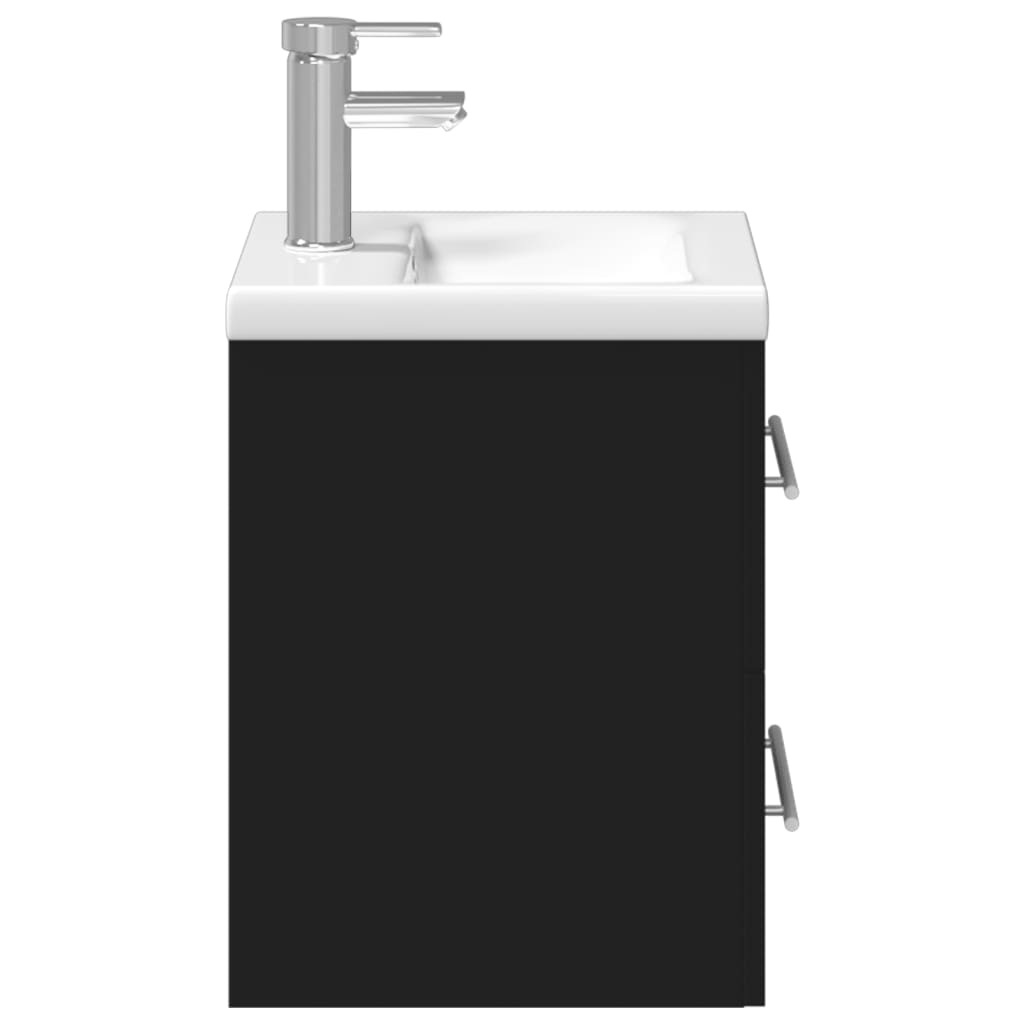 Waschbeckenunterschrank mit Einbaubecken Schwarz