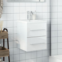 Thumbnail for Waschbeckenunterschrank mit Einbaubecken Hochglanz-Weiß