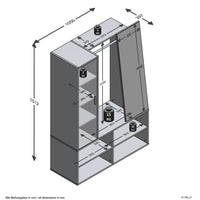 Thumbnail for FMD Kleiderschrank mit 4 Fächern und Spiegel 105x39,7x151,3 cm Weiß