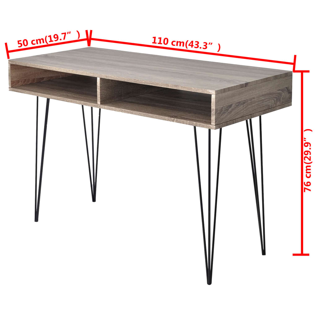 Schreibtisch mit 2 Fächern Grau
