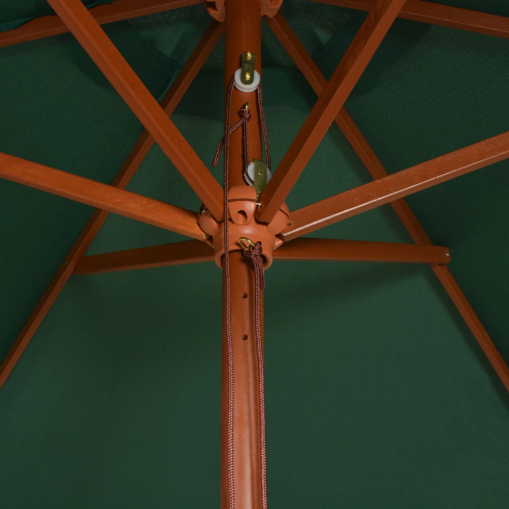 Sonnenschirm 200x300 cm Holzstange Grün