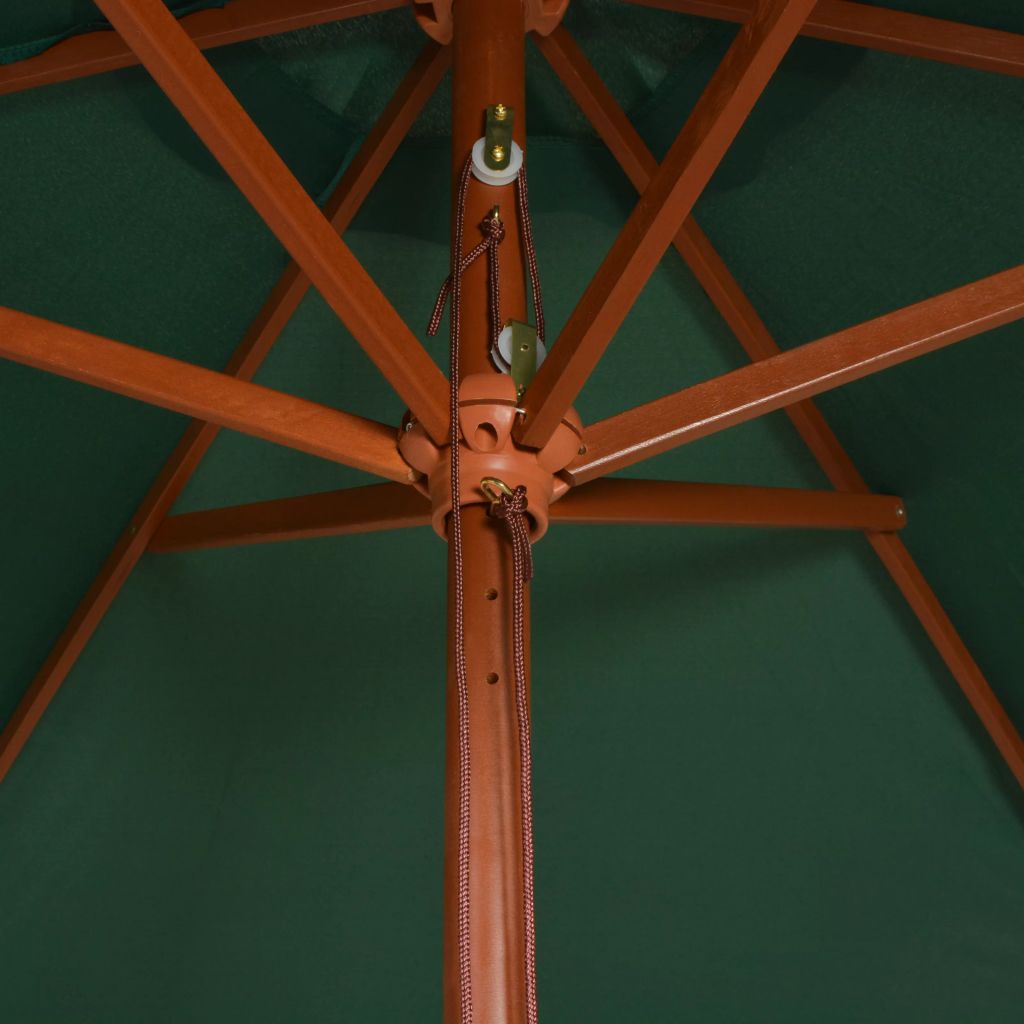 Sonnenschirm 270×270 cm Holzstange Grün