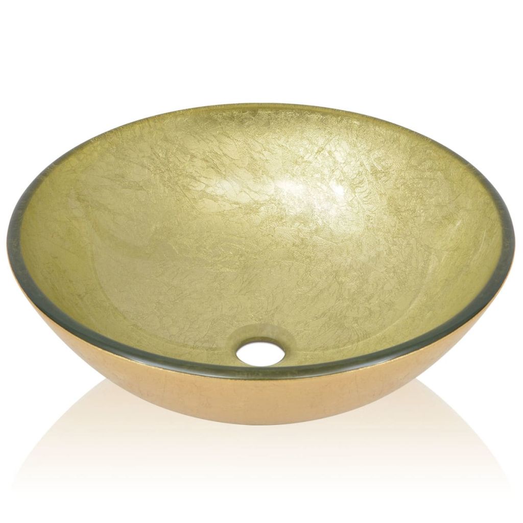 Waschbecken Hartglas 42 cm Gold