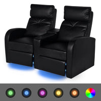 Thumbnail for Relaxsessel 2-Sitzer mit LED Kunstleder Schwarz
