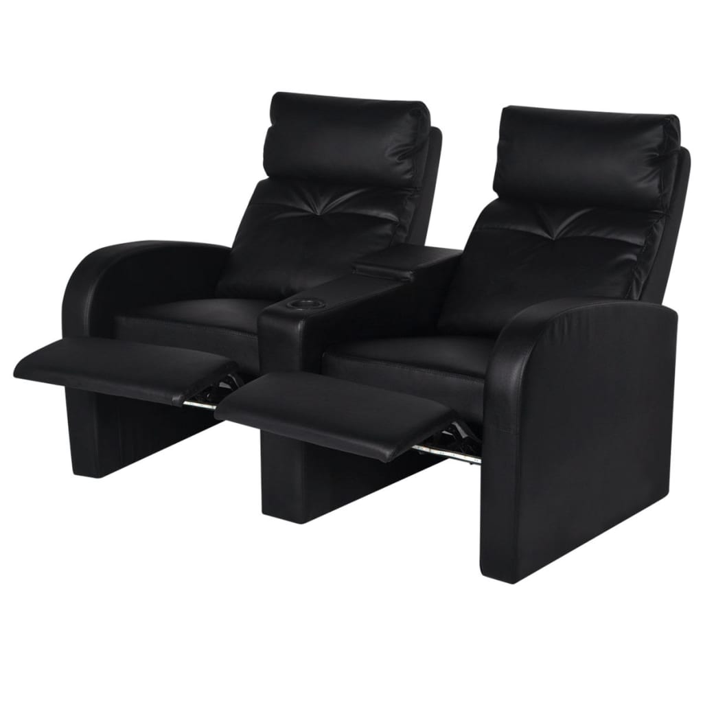 Relaxsessel 2-Sitzer mit LED Kunstleder Schwarz