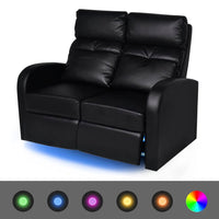 Thumbnail for Relaxsessel 2-Sitzer mit LED Kunstleder Schwarz