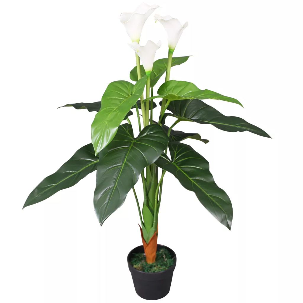 Künstliche Calla-Lilie mit Topf 85 cm Weiß
