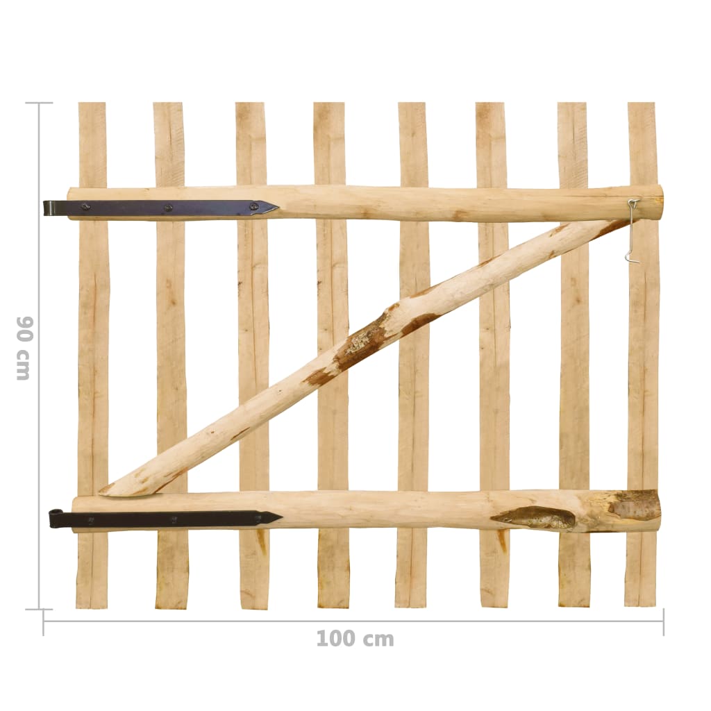 Zauntor Einflügelig Haselnussholz 100×90 cm